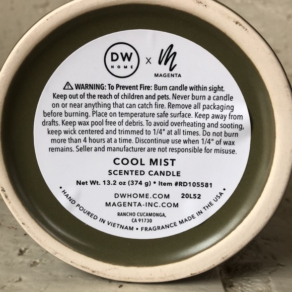 Rae Dunn Summit Ceramic Candle Holder with Cool Mist Scented Candle Wood Wick - Picture 5 of 5